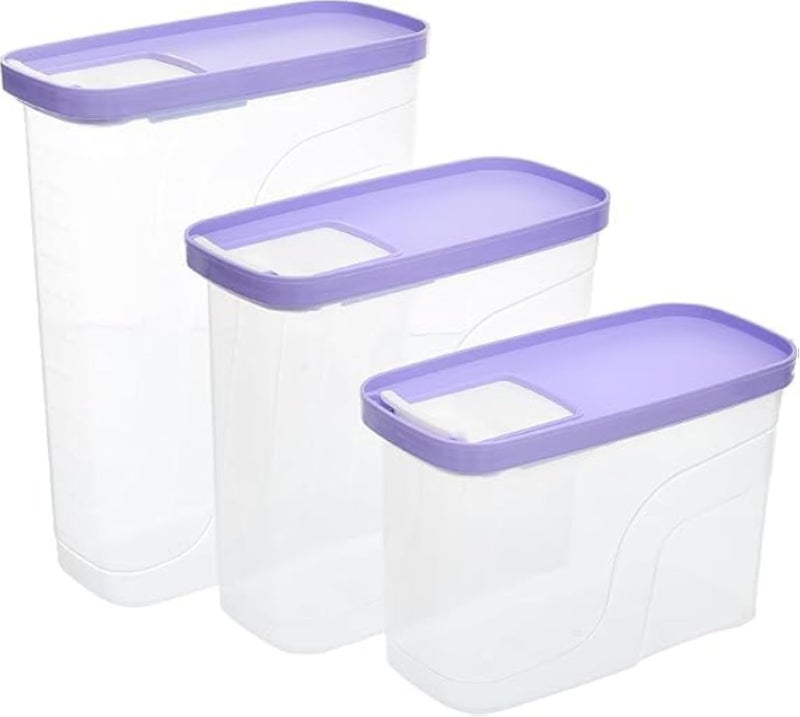 Plastic Rectangular Food Storage Container With Airtight Lid And Three Different Sizes Practical For Kitchen Set Of 3 Pieces K